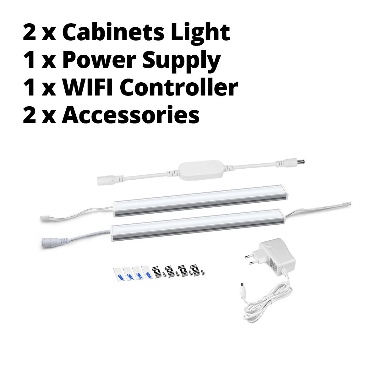 

Tuya Smart Life DC12V 30/40/50CM Светодиодный светильник для шкафа Wi-Fi приложение и голосовое управление Освещение кухонной лампы работает с Alexa/Google Home с вилкой европейского стандарта 2PCS 40CM/EU Plug теплый белый