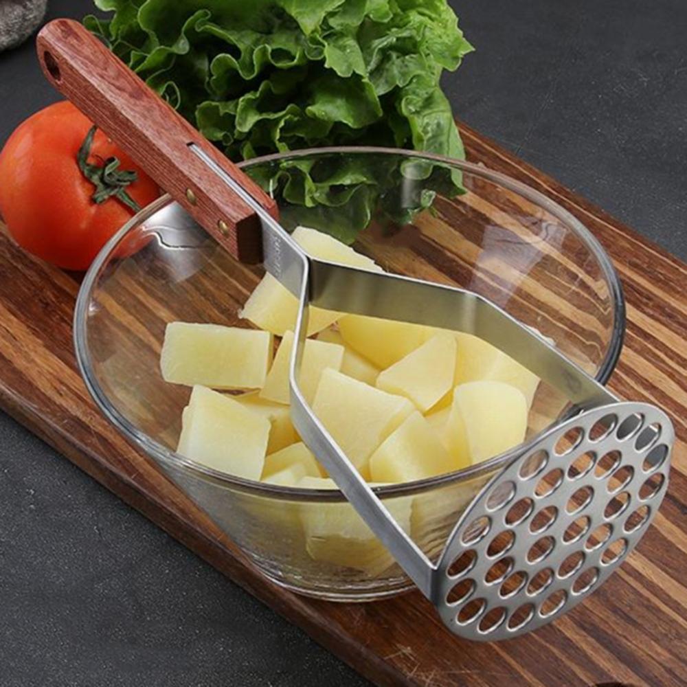 Kitchen Garlic Manual Heavy Duty Stainless Steel Cooking Tool Potato Masher Press Crusher Pusher