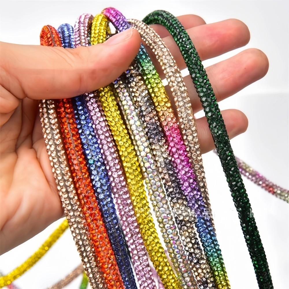 Fashion DIY Crystal Rhinestone Cord 4mm Sparkling Glass Diamond Rope 1 Yard Party Costume Decoration for Clothes Shoes Bags