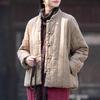 Johnature Women Chinese Style Parkas Solid Color Stand Long Sleeve Winter Coats Button Plus Cotton Warm Parkas