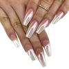Aurora Nail Powder, Solid White, for Manicure, Gel Polish, Parfait Nail Parts, Glitter Gradient, Clear, Fashionable, Simple Design, Trendy for Home,