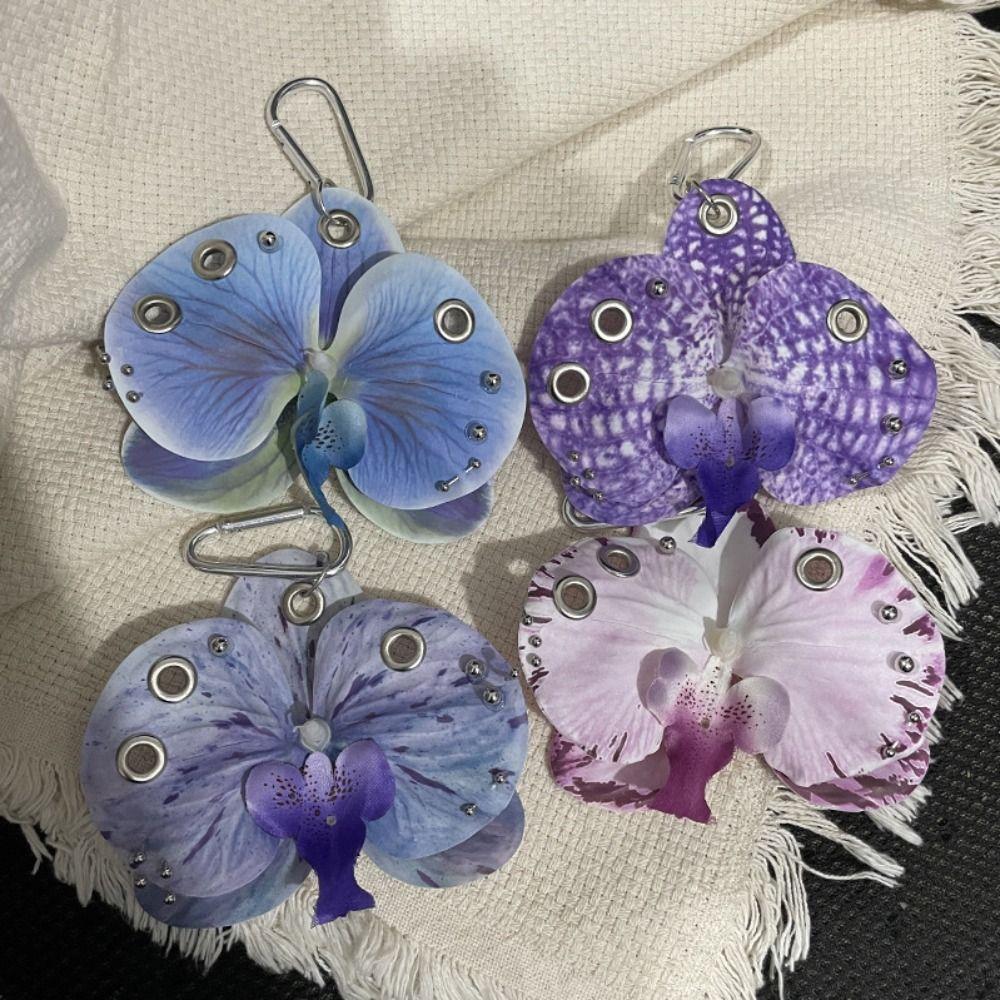 Keyring Phalaenopsis Orchid Keychain Keychains Bag Pendant Imitation Flower Pendant  Couple Kids