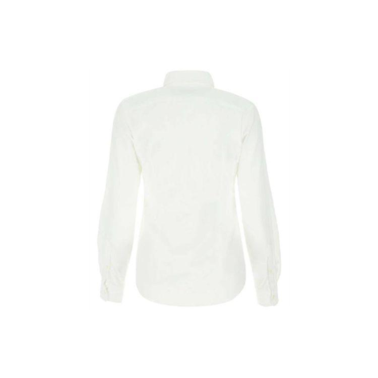 Polo Ralph Lauren Logo Solid Color Polo Shirt Long Sleeve Women Shirts White 211743355-001