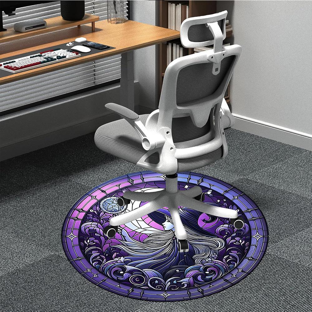 1PC Moon Witch Office Round Area Rug, Indoor Mat Suitable ForOffice, Under Office Chairs Bedroom Living Room Home Decor, Room Deco, D144