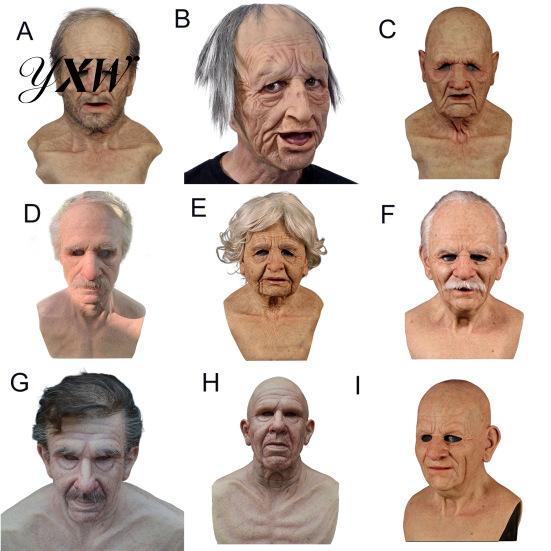 Affascinante Maschera Anziano Uomo Vecchio per Adulti Lattice Realistico Umano Testa Intera Copertura Confortevole con Rughe Realistiche Halloween Mascherata Cosplay