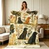 All Season Warm Flannel Blanket Vintage Forest Dog Print Soft Cozy Throw Blanket for Couch Sofa Living Room Bedroom Office Home Decor
