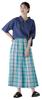 Human Woman Voluminous Tucked Skirt Check Check (Madras Pattern) / Women's / 077-5120402 143_Green