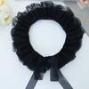 Elizabethan Double Layer Ruffled Lace Faux Collar Victorian Neck Ruff Clown Choker for Halloween Renaissances Costume