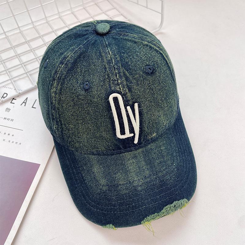 Vintage Retro Washed Cowboy Baseball Hat Men'S Spring And Summer Soft Top Letter Big Head Circumference Sunshade Cap