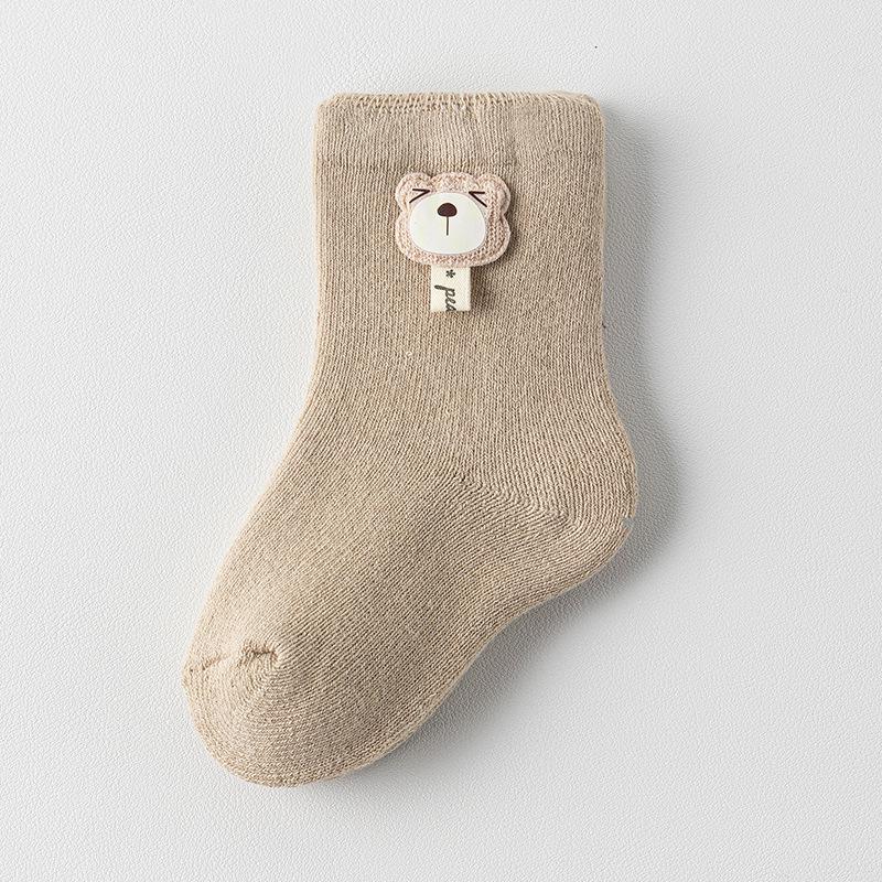 Newborn Infant Combed Cotton Flannel-Lined Mid-Calf Socks (0-3 Years) - Spring/Fall/Winter