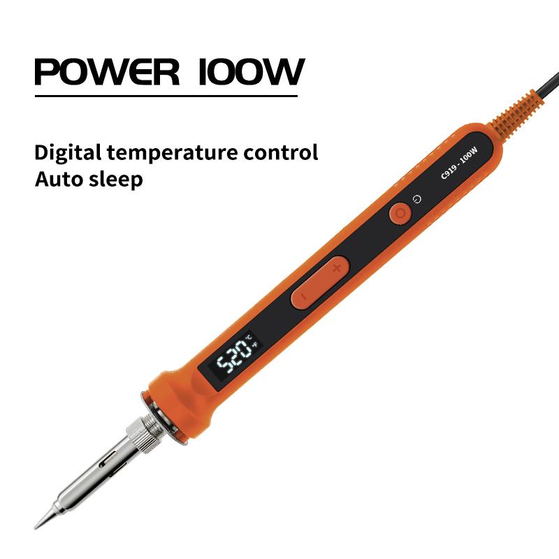 

100 Вт Цифровой Электрический Паяльник Набор 220 В Регулируемая Температура Инструмент для Пайки Керамический Нагреватель Паяльные Наконечники Ремонт