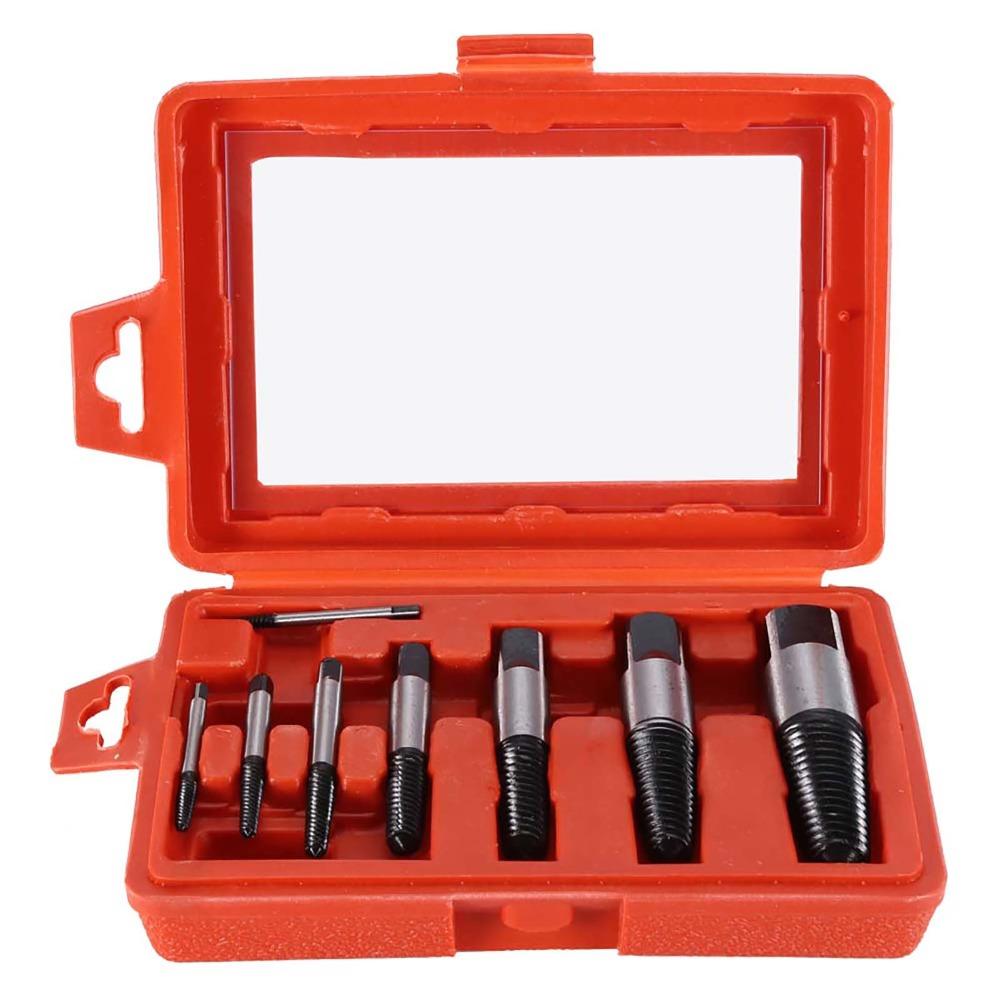 8pcs Easy Out Design Bolt Extractor Set Carbon Steel Broken Bolt Remover Plumbing Maintenance