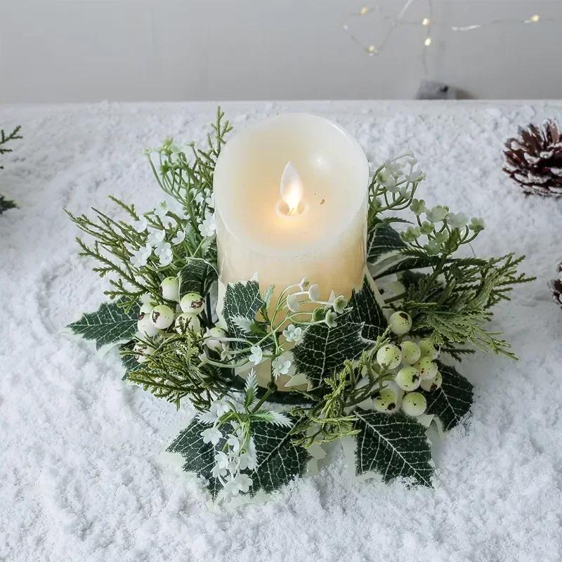 Kranz Kerzenhalter Kerzen Girlande Mittelstück Dekoration, Weihnachts Adventskranz Exquisite Künstliche Kerzenringe Kränze