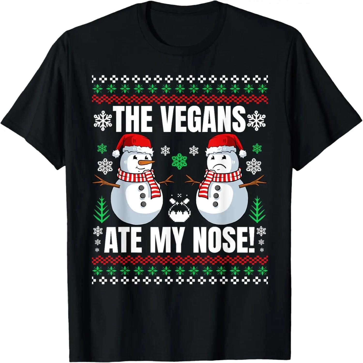 The Vegans Ate My Nose Christmas Pajama Snowman Vegetarian T-Shirt S чёрный