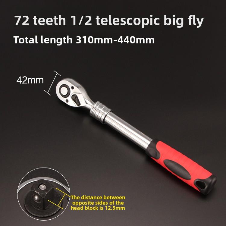 Professional 1/2 Inch Quick Release Ratchet Wrench with Auto Reversible Socket for Mechanics