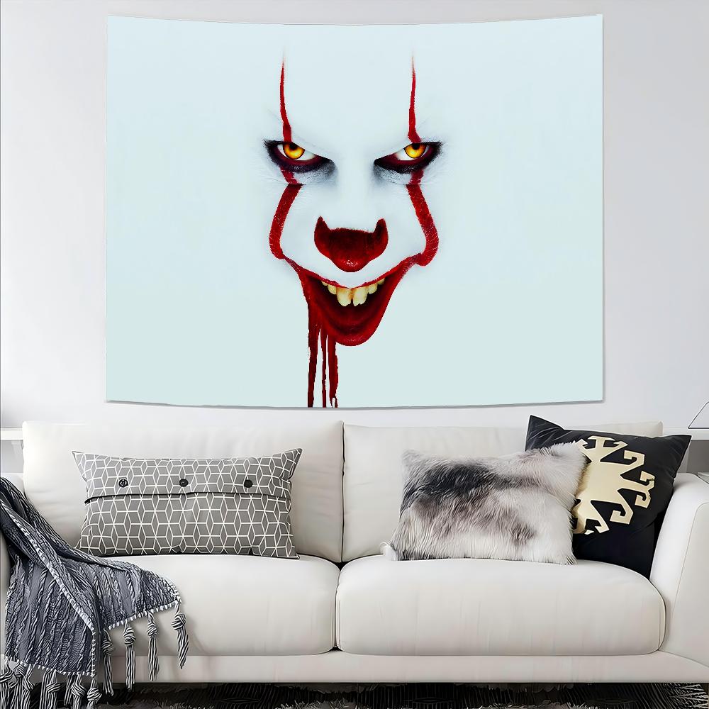 VIKAMA Intricate Dark Star Tapestry Pennywise Blood Eyed SplitFace Secret Room Haunted House Gaming Party Decoration