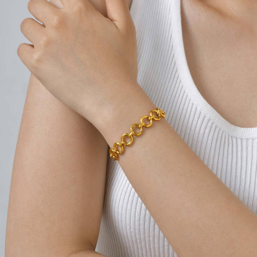 Jewelry Stainless Steel Interlocking Gold Bracelet Ladies Fashion Br-2394