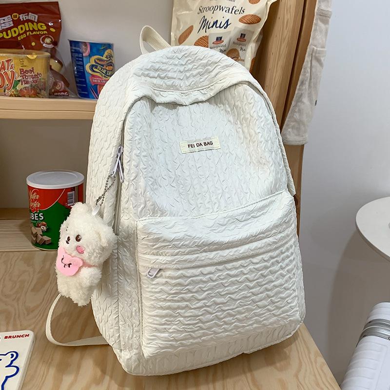 School Bag College Student Girl Primary School Student Solid Color Backpack Middle School Student High Quality Fashion Junior High School