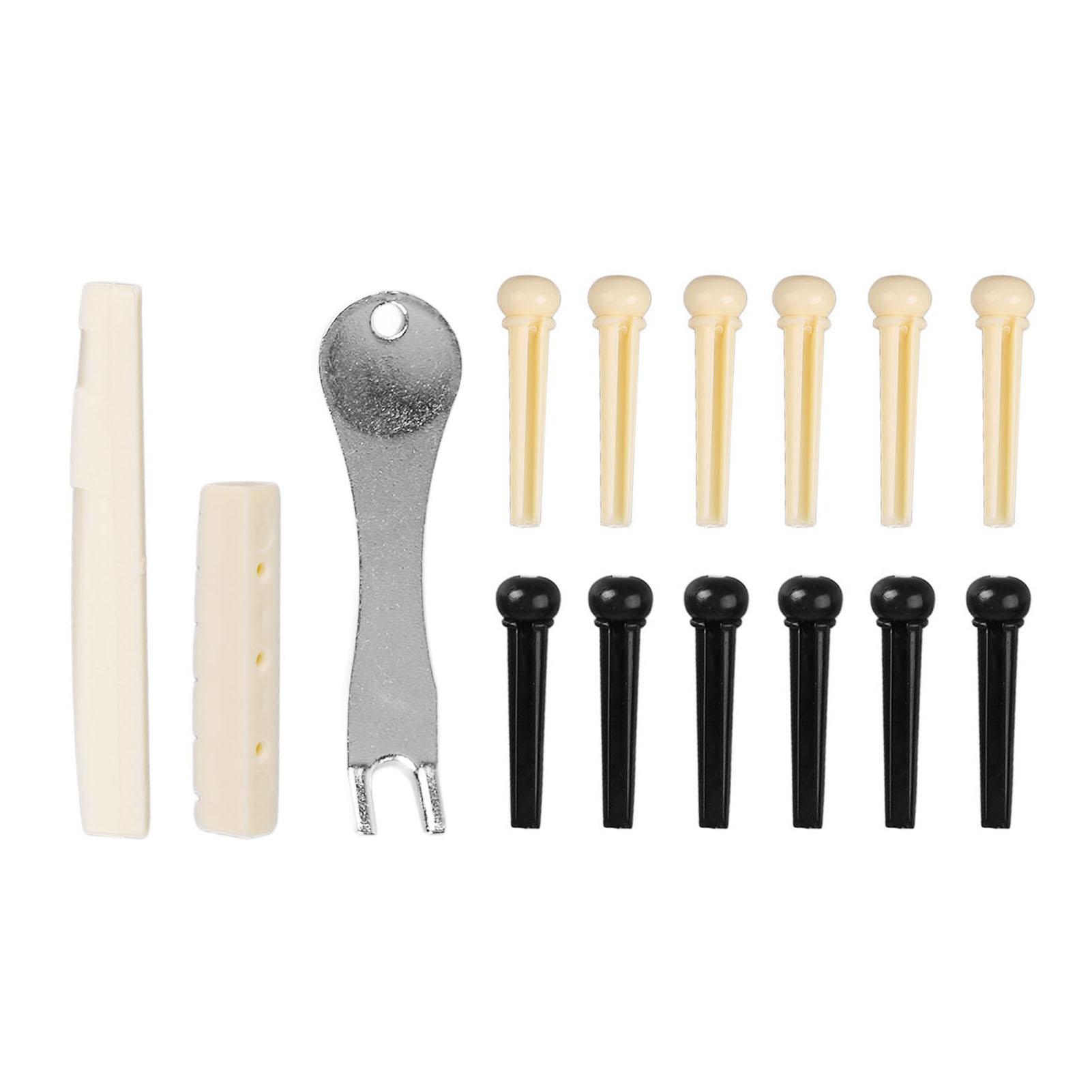 

Metal Guitar Pin Puller Plastic Guitar Pin Saddle Nut Set Replacement for Guitarists Black Yellow