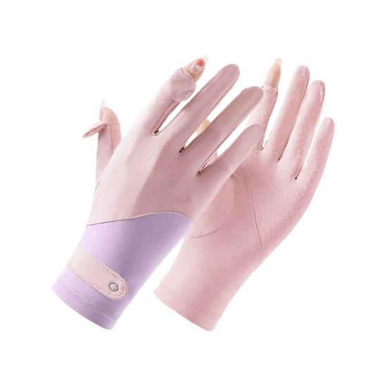 Summer Driving Gloves, Cooling Sun Protection Gloves, Full Finger UV Protection Gloves, with Anti-Slip Palm, Ultra Thin Ice Silk Gloves for Women