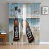 Red Wine Wine Bottle Wine Glass Sheer Tulle Window Curtains For Living Room Bedroom Kitchen Veiling Curtain Home Decoration