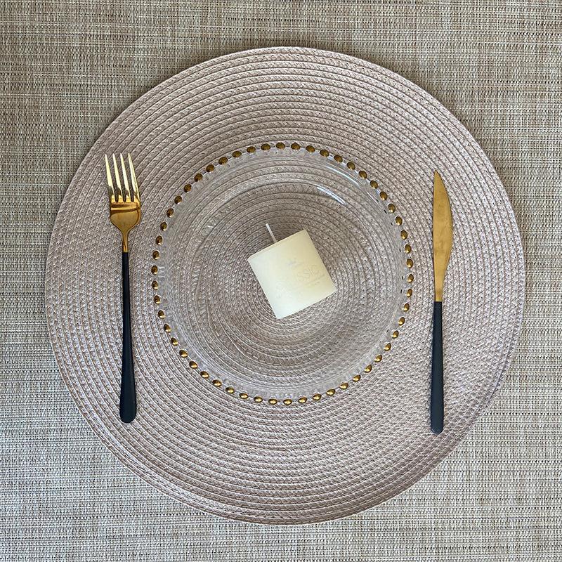1pc American Style Home Placemat Handmade PP Woven Coffee Dining Table Decoration Mat Diameter 38cm Thermal Insulation Pad