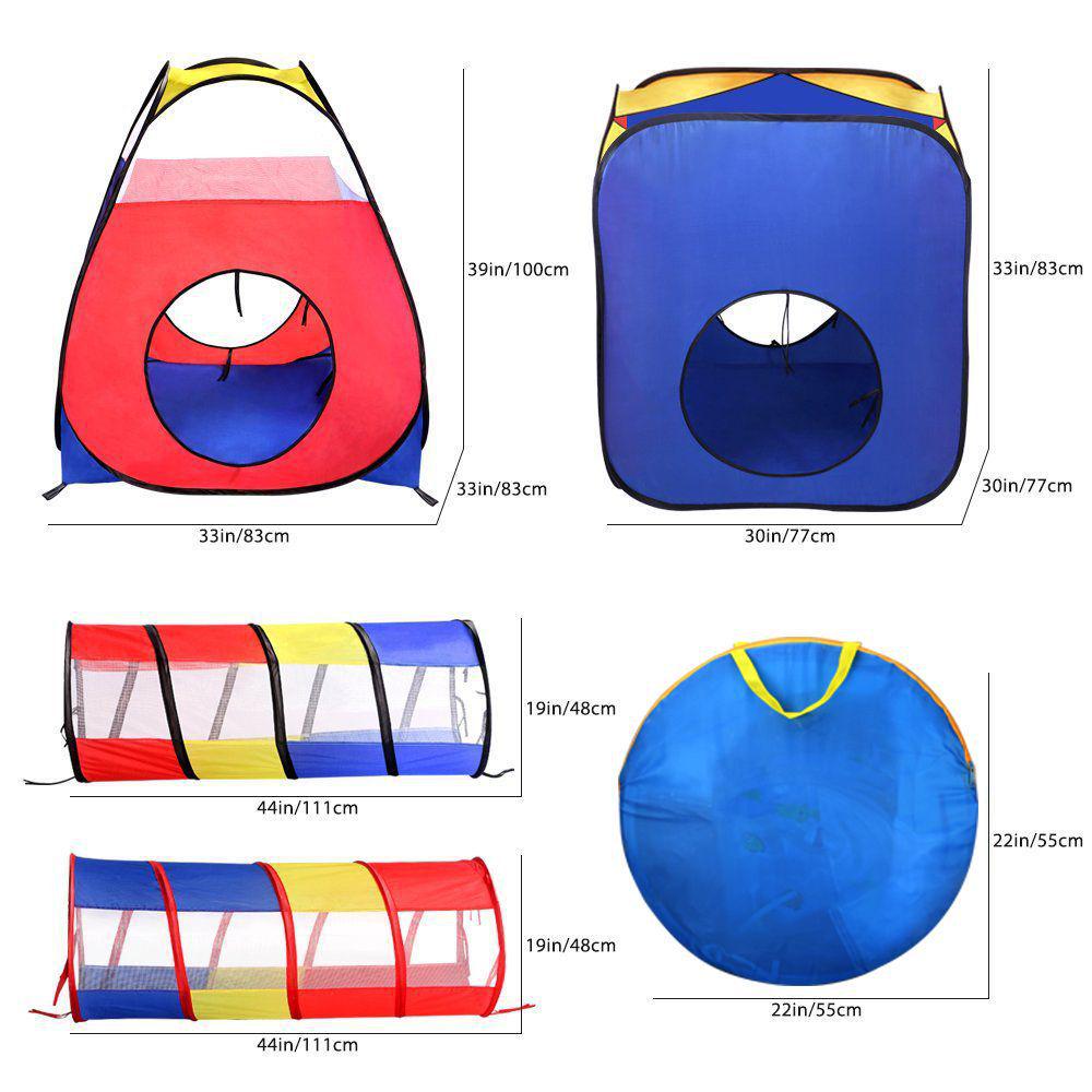 Kids  Indoor/Outdoor Foldable Playhouse Set with Tent, Basketball Hoop, and Pool