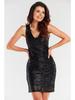 Dress with Wide Straps and a V-neck, Black, Size L