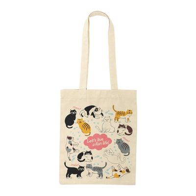 Tomo Corporation Printed Tote Bag, Cat Design, Approx. W31.5 X H39cm, Handle Length Approx. 27cm, Product Number: 14224-750-406