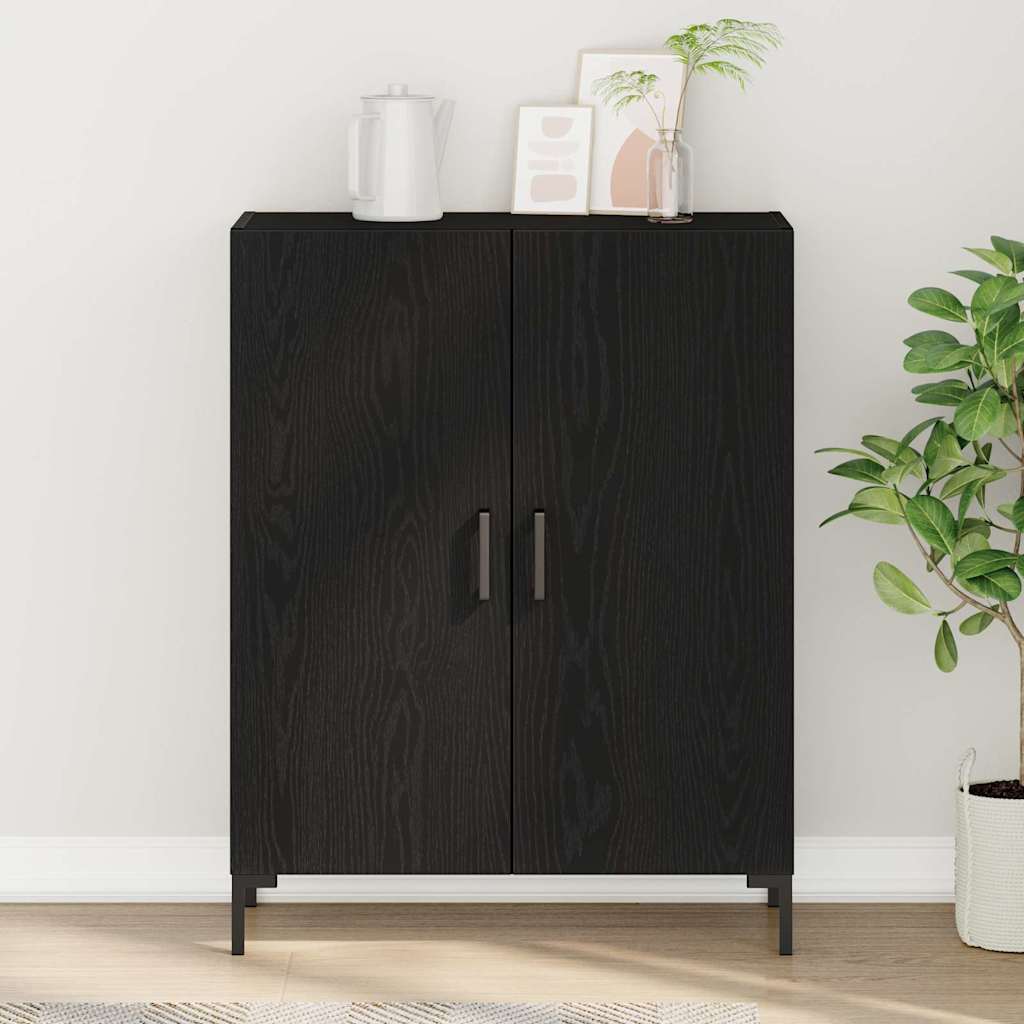 Sideboard in Black Oak Look 69.5 x 34 x 90 cm Engineered Wood