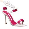 Fashion 2025 Summer Fashion Flower Sandals Ankle Strap Thin High Heels Shoes Open Toe Women Slingbacknewest Modern Sandals