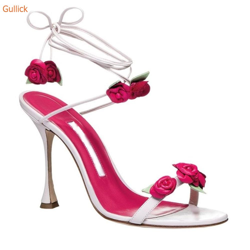 Fashion 2025 Summer Fashion Flower Sandals Ankle Strap Thin High Heels Shoes Open Toe Women Slingbacknewest Modern Sandals