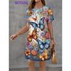 Vestito da Donna Stampa Farfalla Manica Corta Scollo a O Vestiti Moda Casual Harajuku Estate Autunno 2025 Abbigliamento da Festa Donna