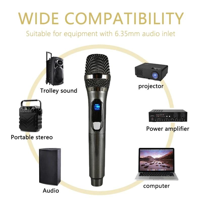 Wireless Microphone Dual Handheld Dynamic Microphone Professional Karaoke Mic for Stage Church Party School Live Speaker Meeting Show