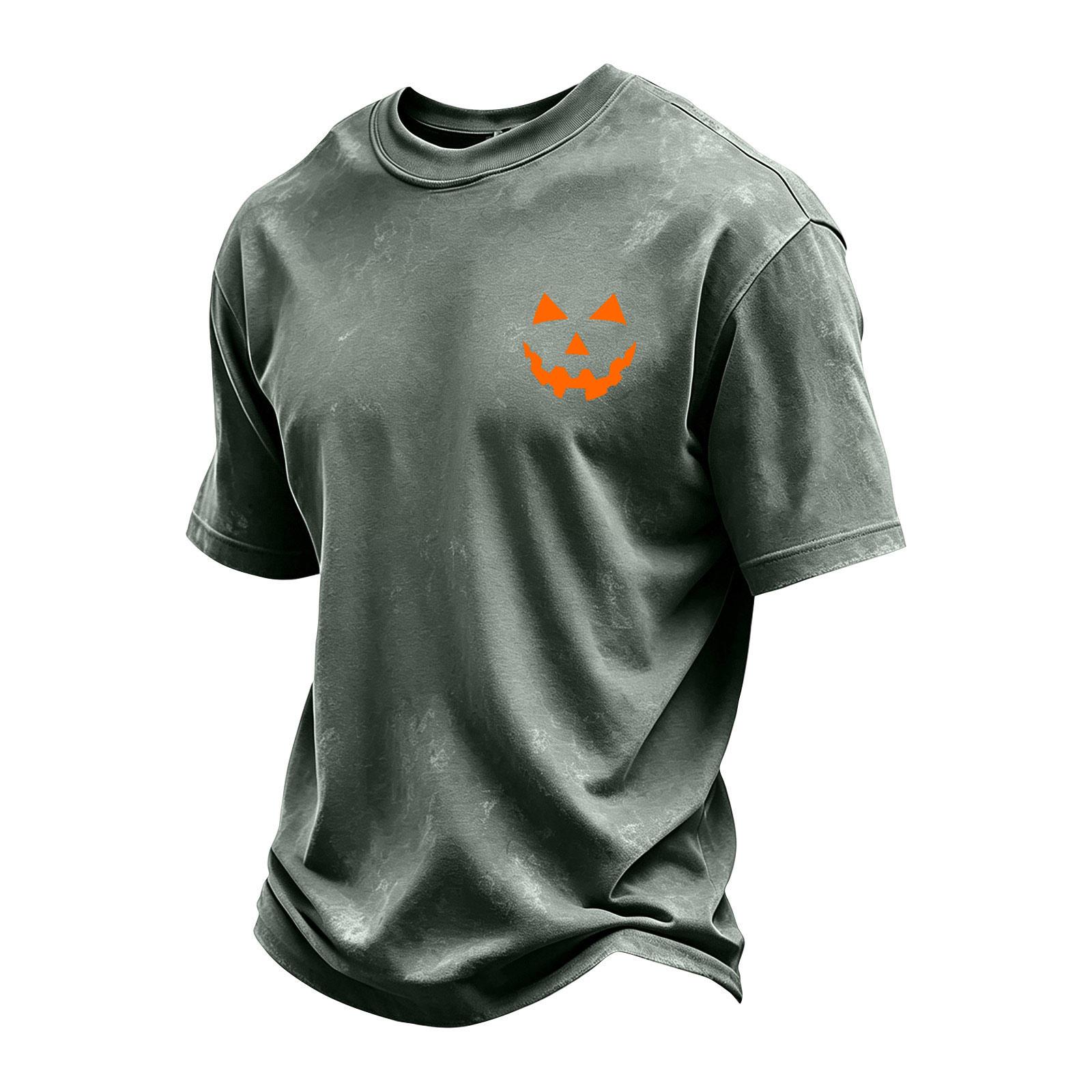 Men s Retro Halloween Print Short Sleeve Neck T-Shirt XXXXL
