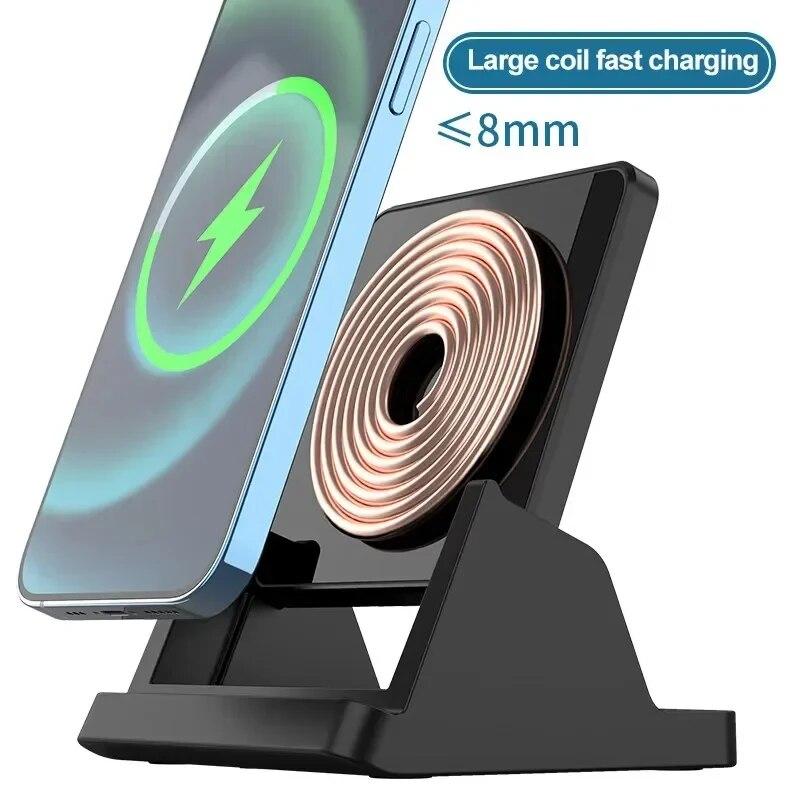 Wireless Charger Pad Stand Desktop Ultra-thin Mobile Phone Fast Charging Dock Station For iPhone 15 14 13 12 Samsung Xiaomi