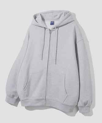 Agod (Fleece-Lined) 1_Way Sweat Hooded Zip-Up [Gray]