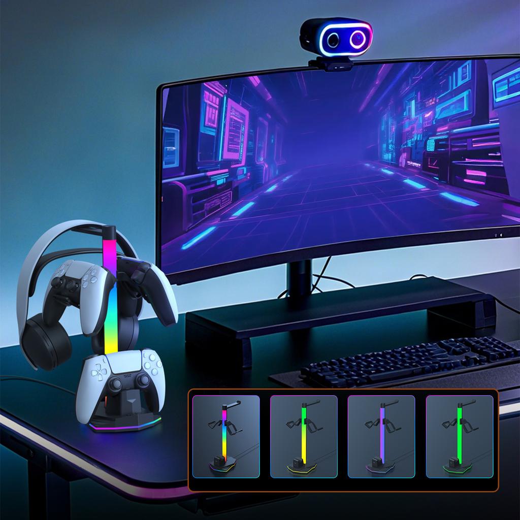 Charging Station Dock with 2 USB Port Game Controller Holder with RGB Light Space Saving Storage Accessories for PlayStation 5/4