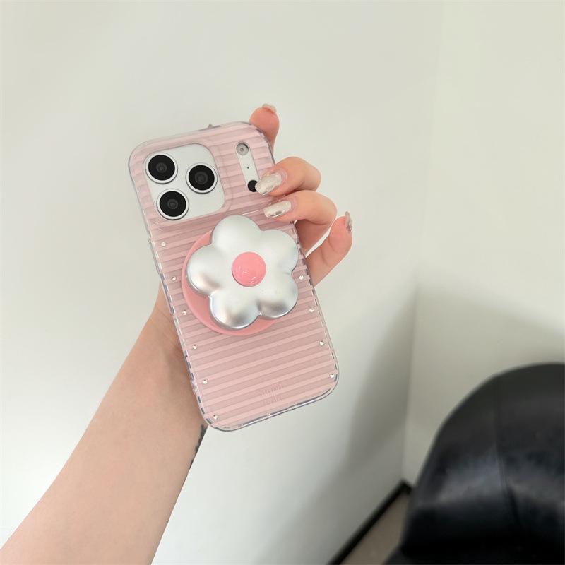 

Fresh Striped Floral Magnetic Stand Case for iPhone 17/16 Pro Max/15/14 iPhone 15 Pro
