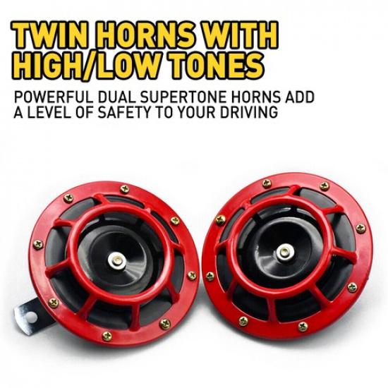 2PCS 110DB 12V Dual Tone Super Loud Air Train Horn Waterproof For Car Truck SUV