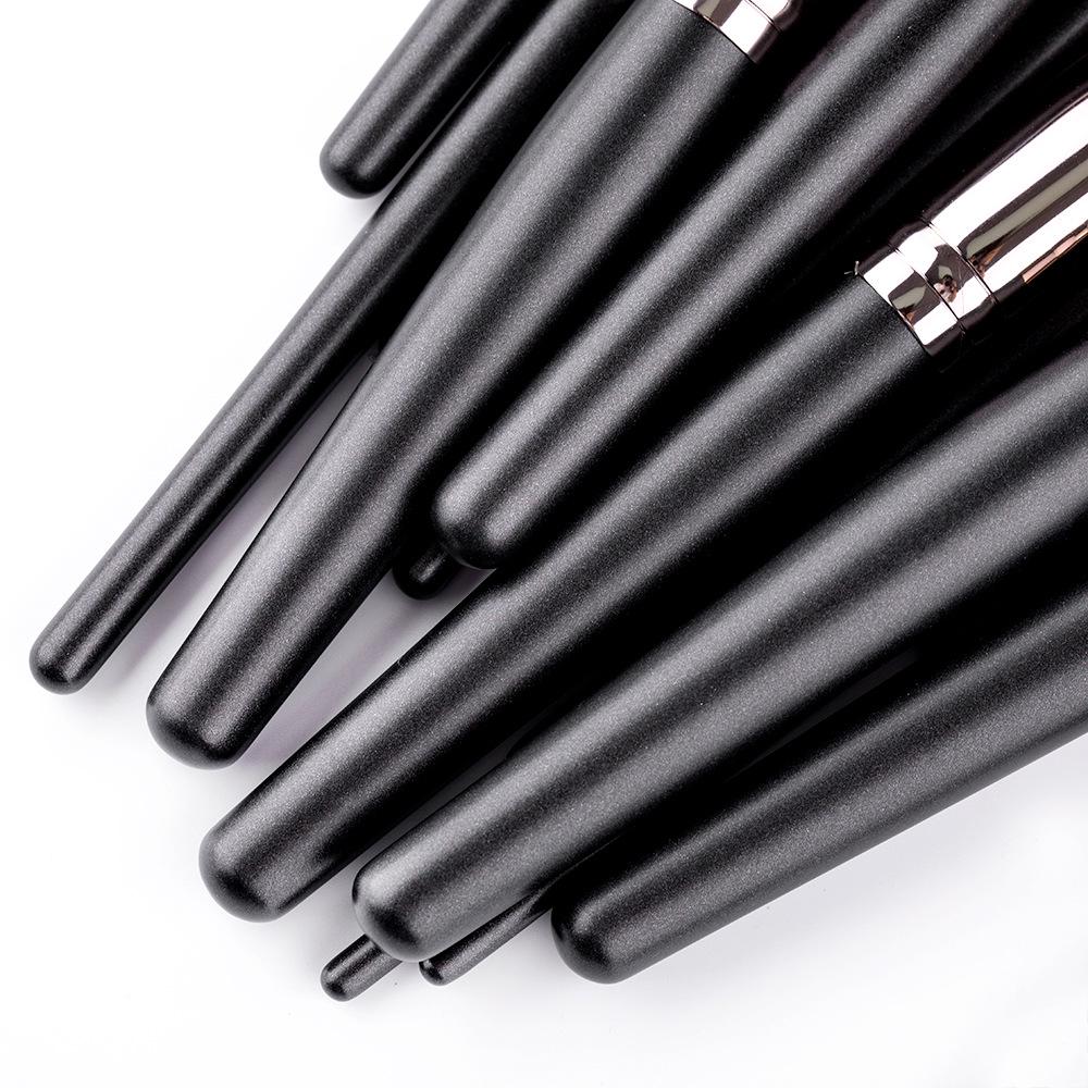 15-Piece Matte Black Makeup Brush Set: Powder & Blush Tools Available Now