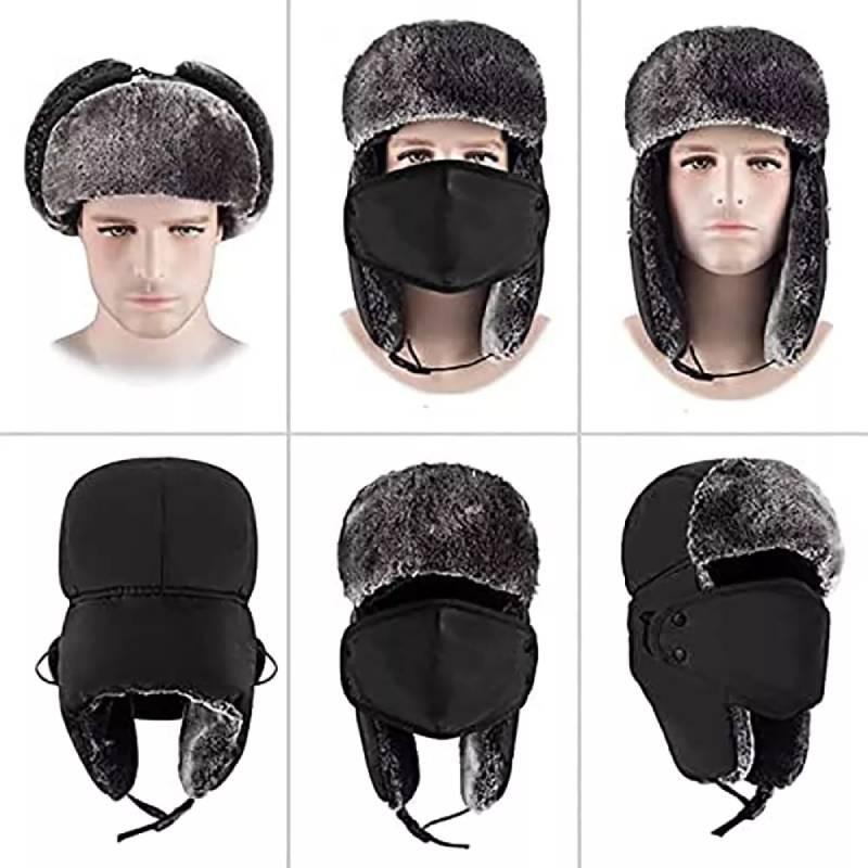 Earflap Winter Mens Warm Face Mask Ski Cap Outdoor Trapper Hat Ears Protect