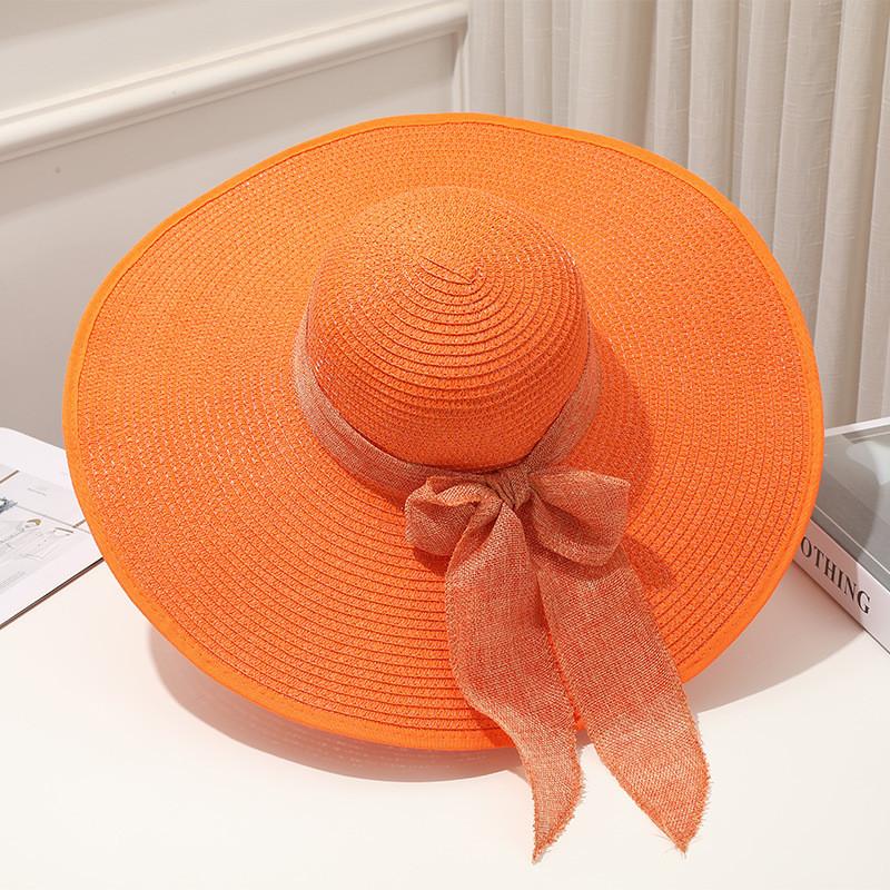 Large Edge Straw Hat With Sun Protection For Women Summer Beach Fashion