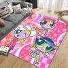 The Powerpuff Girls Flannel Pattern Square Carpet,Area Rug,Carpet Rug for Living Room Bedroom Sofa Playroom Decor,Non-slip Floor Mat