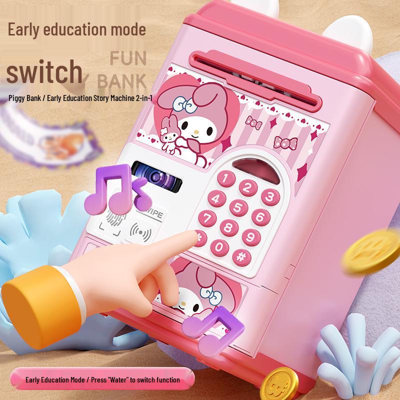 Smart Piggy Bank: Automatic Money Rolling, Fingerprint Lock, Sound & Light Features for Kids