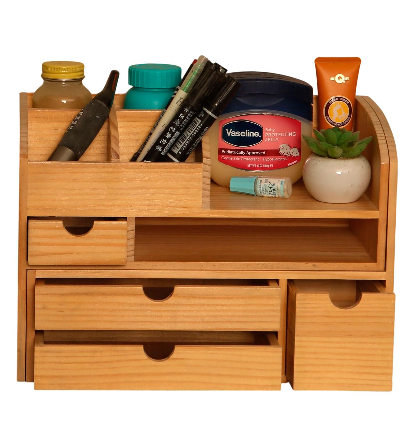 

Juleduo Desk Organizer, Accessory Box, Wooden Tabletop Storage, Multi-Assembly Method, Extendable Bookshelf, Bookstand, Shelf (Oak-Look Wood Grain)