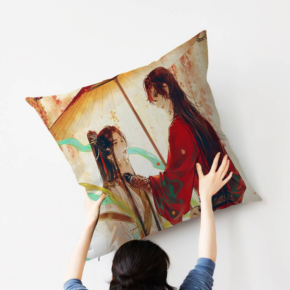 1pc Heavenly Officials Blessing Animation Cushion Cover Car Throw Pillow Case For Sofa Car Christmas Gift 40x40cm 45x45cm