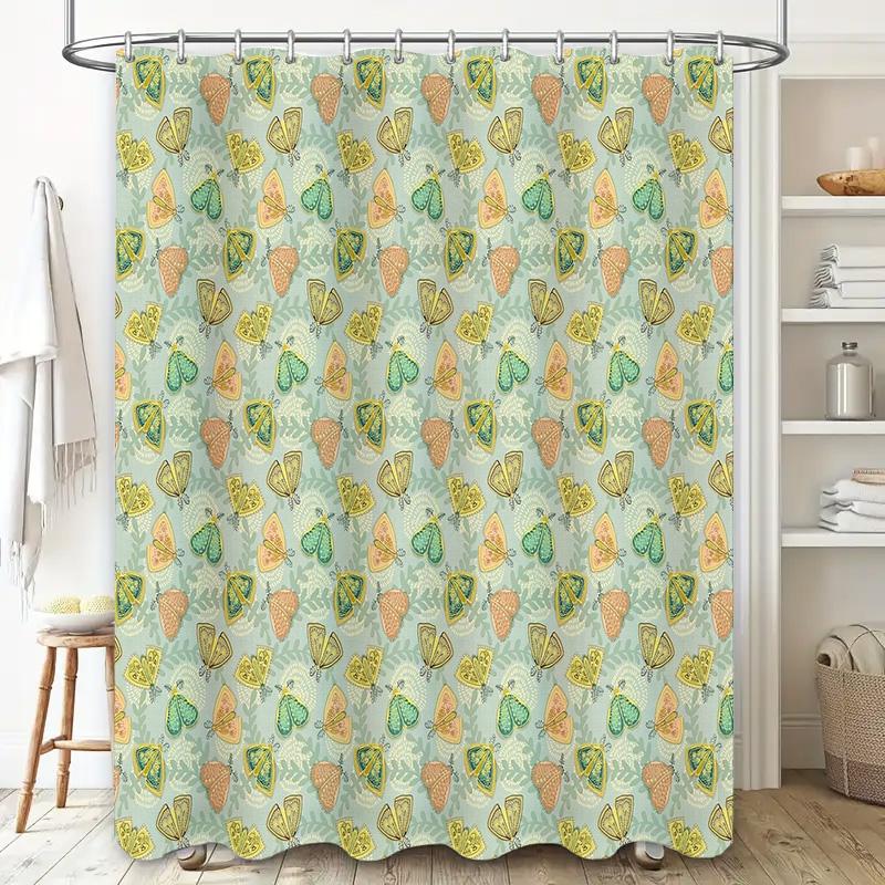Botanical Shower Curtain Floral Greenery Pattern Bathroom Decor Nature Leafy Spa Inspired Home Textile Waterproof Fabric