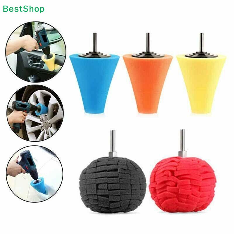 Car Polishing Cone & Ball Set – 2Pcs Drill Attachment for Wheel Hub & Interior Detailing