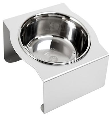 MATUMI Hours Food Bowl Stand, Small, Chrome, Made In Japan, Feed Bowl, Dish Stand, Anodized Aluminum Finish, Reduces Leg and Back Pain